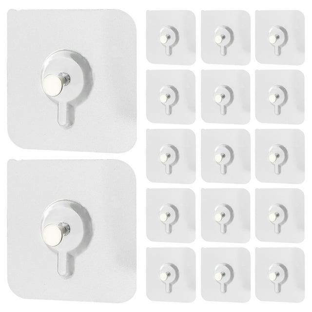 SHISUYAN 20Pcs Square Shape Self Adhesive Hooks for Bathrooms Kitchens Homeowners