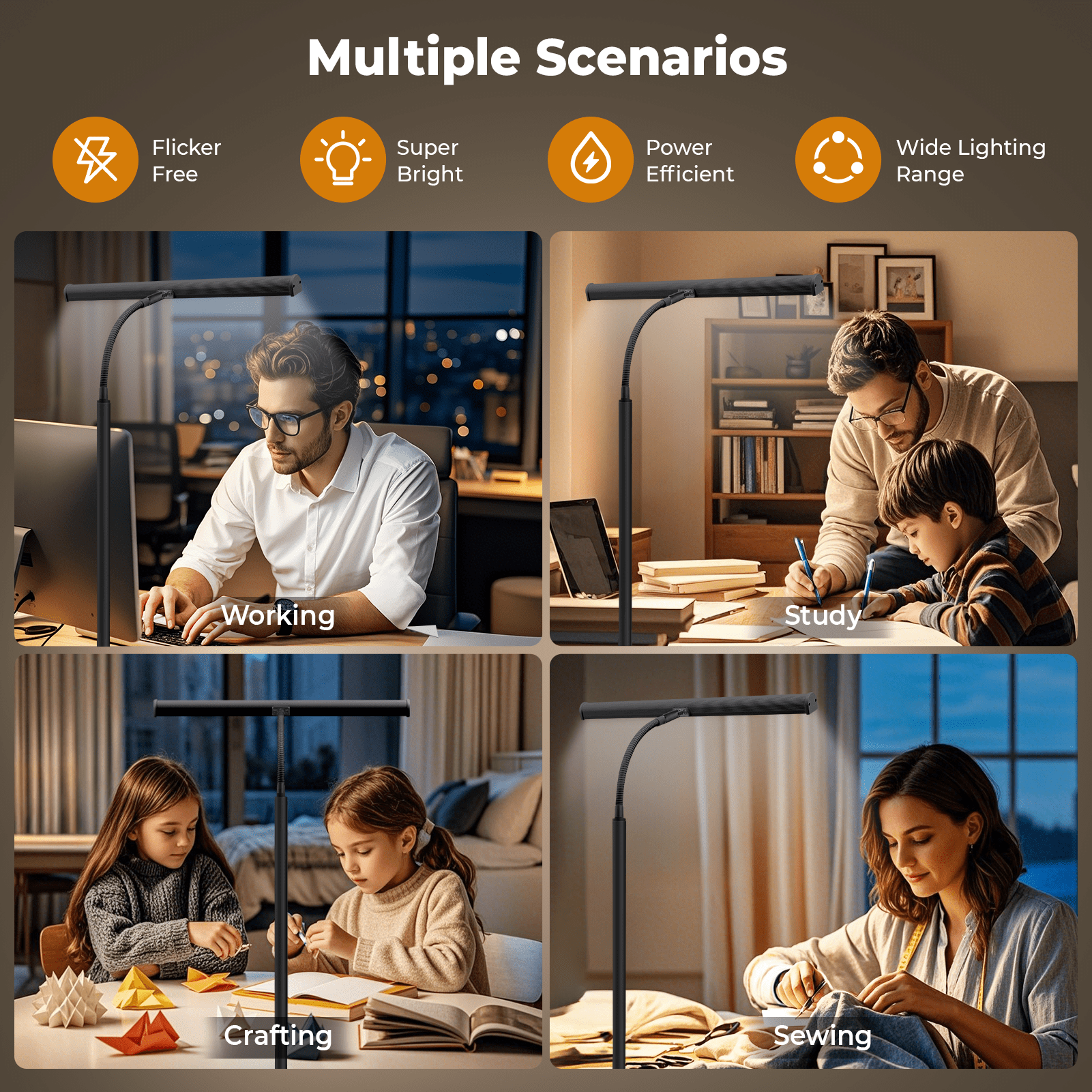 21.5" Adjustable Desk Lamp,Eye-Caring LED Desk Lamp with Memory Function & Anti-Glare, 3 Colors & 10 Brightness Levels, USB Powered Office Light for Home Office/Study/Artwork