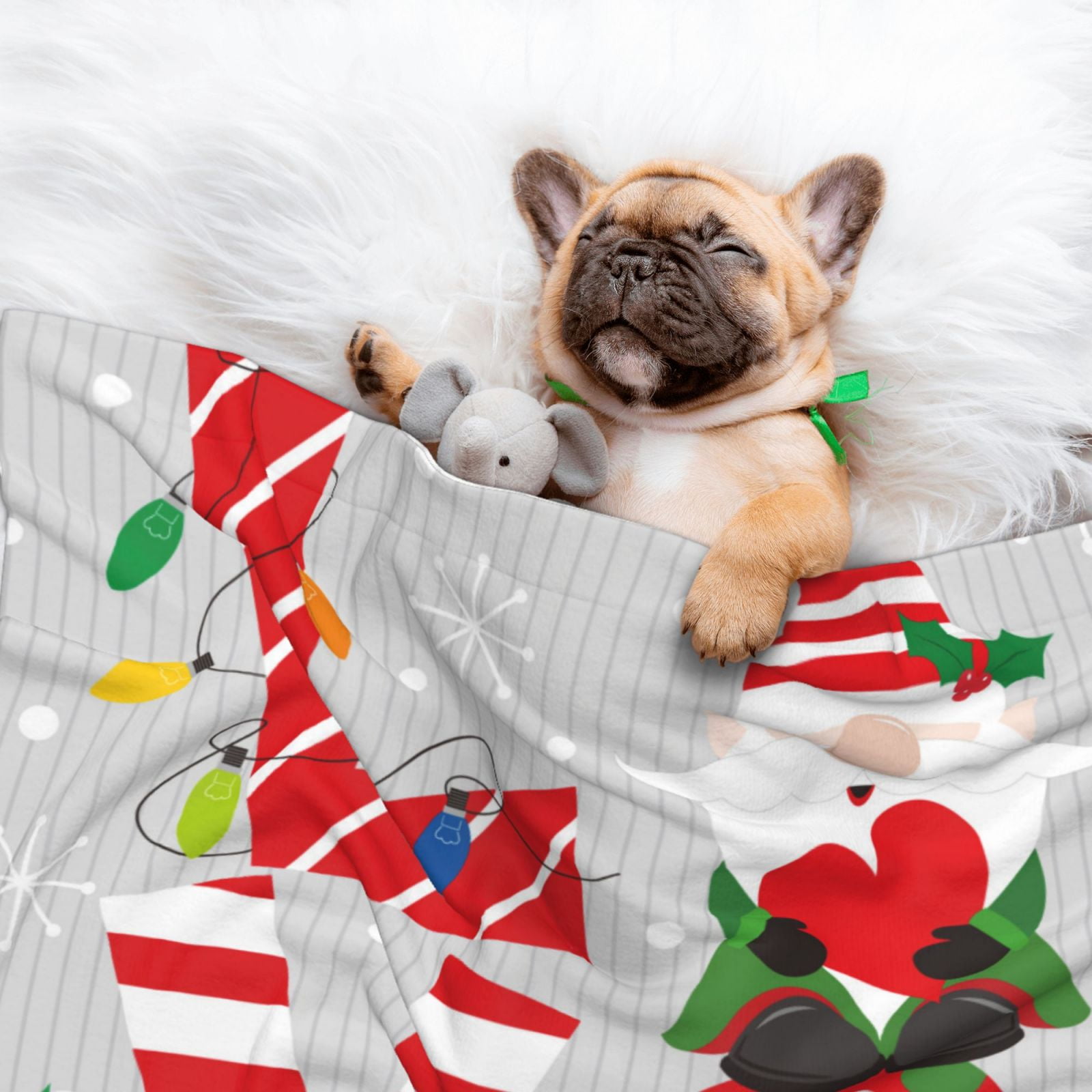 Naloa Christmas Gnome With Love Dog Blanket, 3 Sizes Cat Blanket for Indoor Cats Large Medium Small Dog Gifts-Small