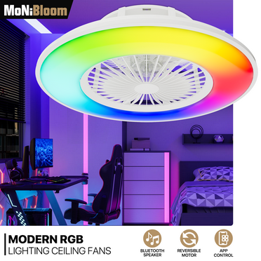 22" Bladeless Ceiling Fan [BLUETOOTH CONTROL SPEAKER] RGB LED 4 Mode w/ Remote