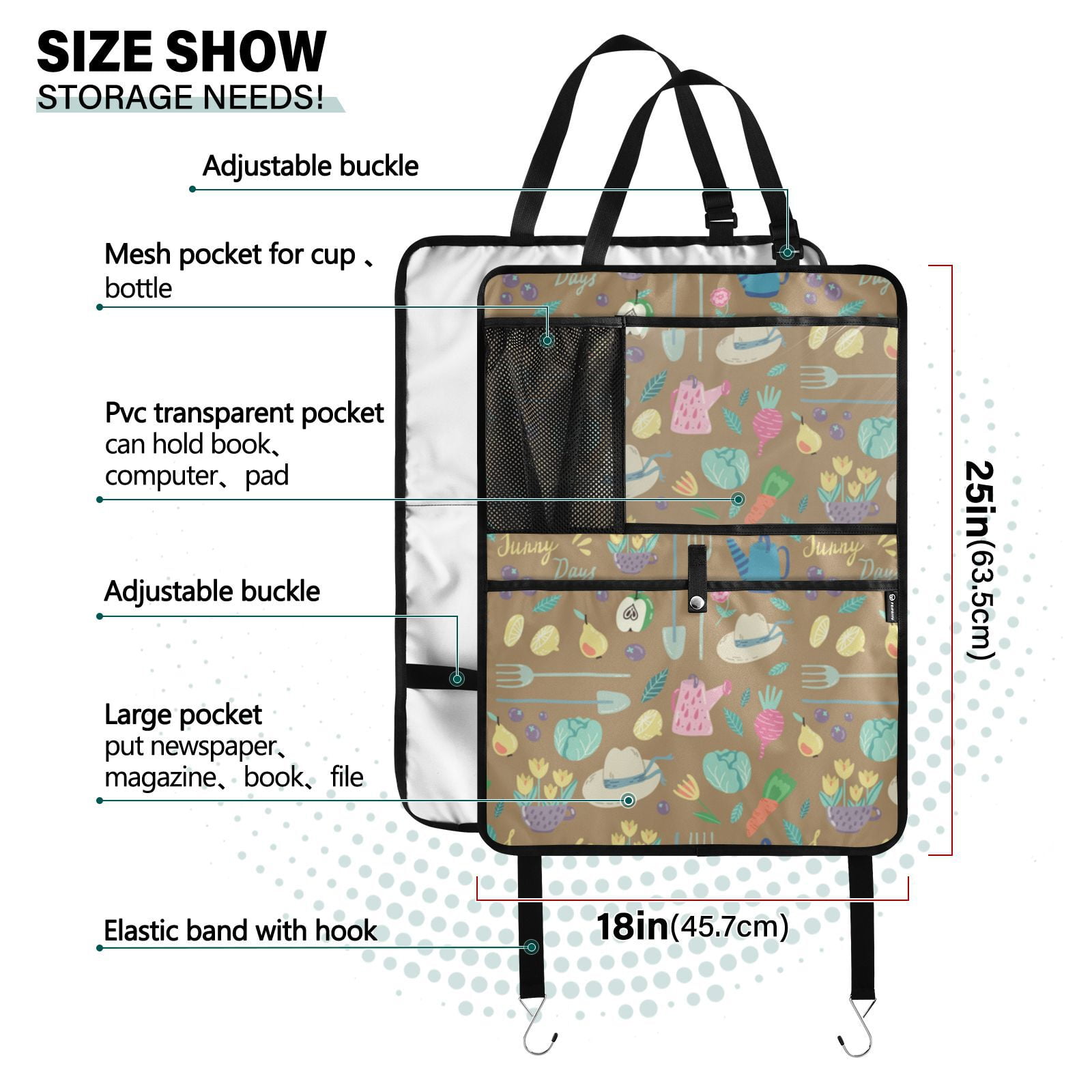 Sunny days garden pattern 178 Pack Backseat Protector Seat Covers for Your Car, SUV, Minivan or Truck Seats - Vehicle Back Seat Safety Accessories - Universal Fit Automotive Interior Protectors