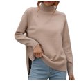 thumbnail image 1 of Pompotops Nouveau Chandail Uni à Col Roulé pour Femmes Liquidation, 1 of 6