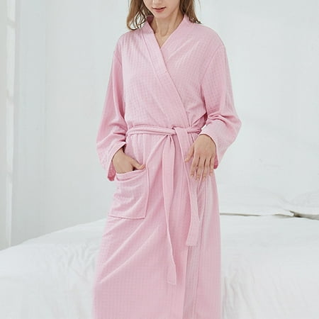 

Fancy Dressing Gown Unisex Bath Robe Soft Sauna Clothes Robes Long Couples Homewear Pink XXXL