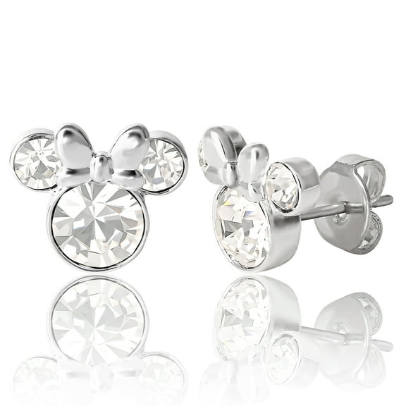 Minnie Mouse January Birthstone Silver-Plated Crystal Stud Earrings