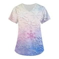 thumbnail image 4 of Garbnen Womens Holiday Scrub Tops Funny Xmas Printed V Neck Short Sleeve Fall Scrubs Top for Women Nurses Working Uniforms with Pocket S-5XL, 4 of 5