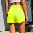 thumbnail image 3 of Stichou Women's Athletic Shorts High Waisted Running Short Pocket Quick Dry Sporty Shorts Gym Workout Shorts Fluorescence Yellow M, 3 of 4