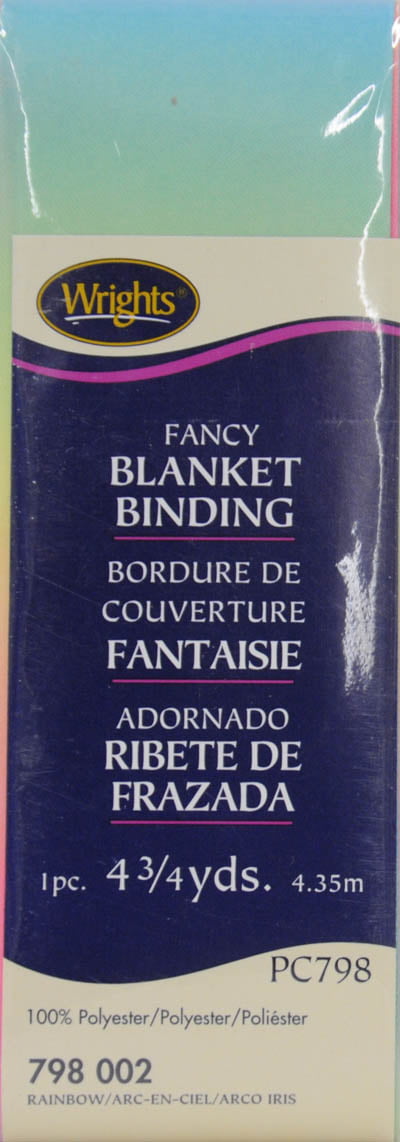 Wrights Blanket Binding, Rainbow, 2 Non Bias Satin Printed Blanket Binding  For Sewing And Crafts, 4.75 Yards, 1 Each 