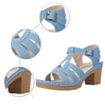 thumbnail image 5 of ERkkoi Wedge Sandals for Women Dressy Comfortable Elastic Ankle Strap Summer Causal Walking Sandals Light Blue 7.5, 5 of 9
