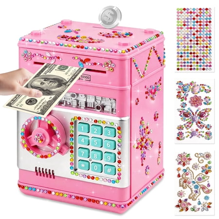 Chuvikid Piggy Bank for Kids,Safe Piggy Bank with Password Code Lock,Mini ATM Cash Coin Saving Box for Gifts Kids Age 3-12