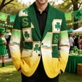 thumbnail image 2 of IWRICH Men's St. Patrick’s Day Corduroy Printed Jacket Shamrock Holiday Party Coat Casual Plus Size Blazer 01-Green M, 2 of 4