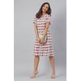 thumbnail image 2 of White Pure Cotton Ikkat Printed A-Line Dress, 2 of 6
