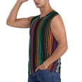 thumbnail image 3 of Lsque Colorful Stripes Print Men's Cotton Blend Sleeveless Muscle Shirts (S-3XL)- Moisture Wicking, Odor Protection, UPF 30+,X-Large, 3 of 8