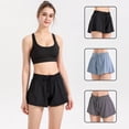 thumbnail image 2 of Pantalones cortos deportivos 2 en 1 para mujer cintura alta transpirables de secado rápido con cordón para correr, 2 of 8