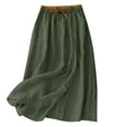 thumbnail image 3 of Womens Long Skirts A-Line Elastic Waist Casual Loose Solid Color Pleated Outdoor Beach Vacation Skirts, 3 of 9