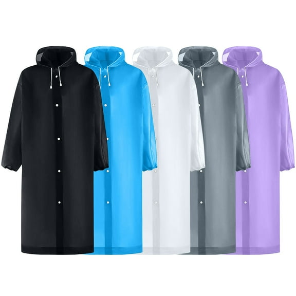 Hvyesh Rain Poncho Raincoats for Adult Reusable -5 Pack EVA Waterproof Rain Coat with Hood, Rain Gear for Men Women