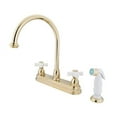 thumbnail image 3 of Kingston Brass KB3751PX Two Handle 8 in. Kitchen Faucet with White Non-Metallic Sprayer, 3 of 4