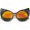 Brown / Orange Mirror, variant on sunglassLA Unisex Womens Fashion Bold Marble Frame Mirrored Lens Round Cat Eye Sunglasses (Gray / Green Mirror) - 51mm
