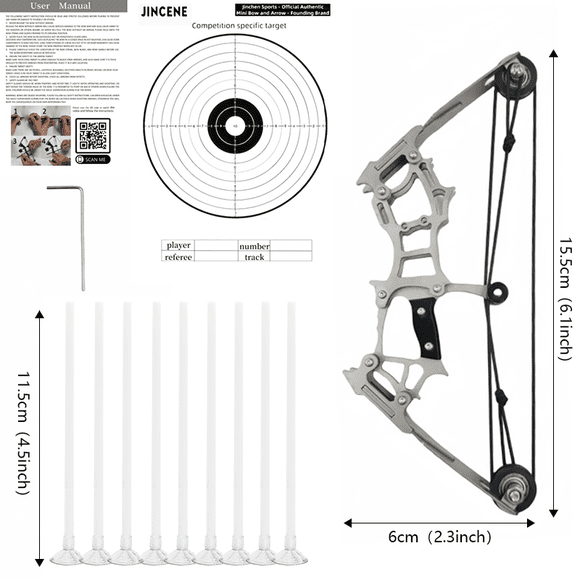 Teetheory 6-inch Mini Compound Bow Set, 12 Lbs, Ambidextrous, Includes 12 Arrows and Target Paper, Suitable for Archery and Hunting Games