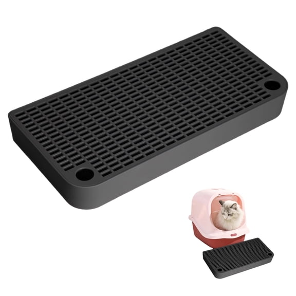 Black Plastic Litter Box Step Ramp, Anti Tracking Cat Litter Step with Filter, 12.6 x 6.3 x 1.57 in for Small and Senior Cats