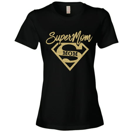 Brand: SuperMom in Gold on Black T-Shirt, Mothers Day Gift, (Best Golden Girl Episodes)
