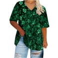 thumbnail image 4 of Yxbdin St Patricks Day T Shirts for Women Plus Size Clover Printed Tee Shamrock Short Sleeve Shirt Casual V Neck Tops Green XXXXXL, 4 of 5