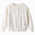 thumbnail image 2 of Cdudpw Girl's Flower Button Down Knitted Cardigan Loose Cute Crop Sweater Outwear(M240-White), 2 of 5