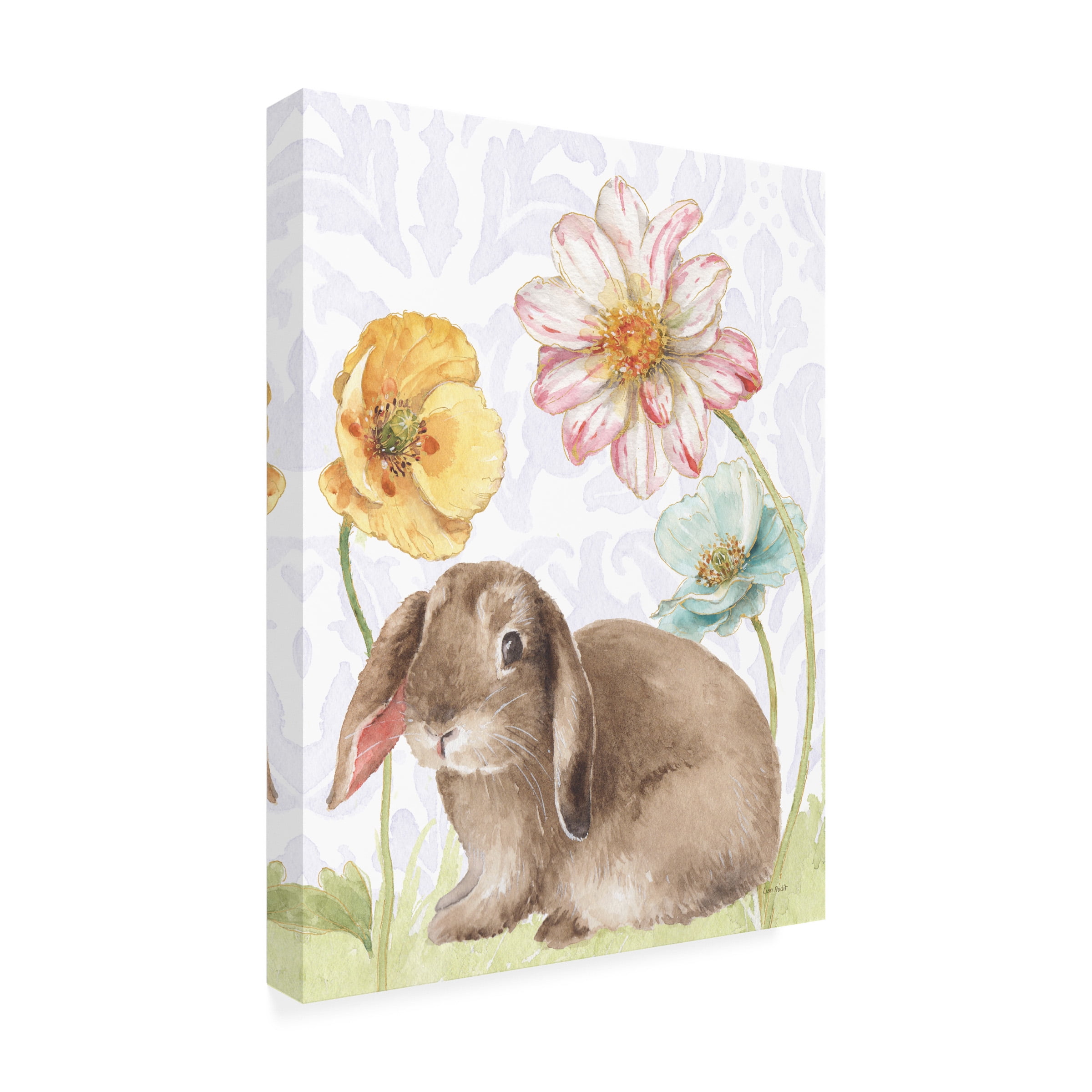 Trademark Fine Art Lisa Audit Spring Softies Bunnies III Purple Canvas Wall Art - 35x47