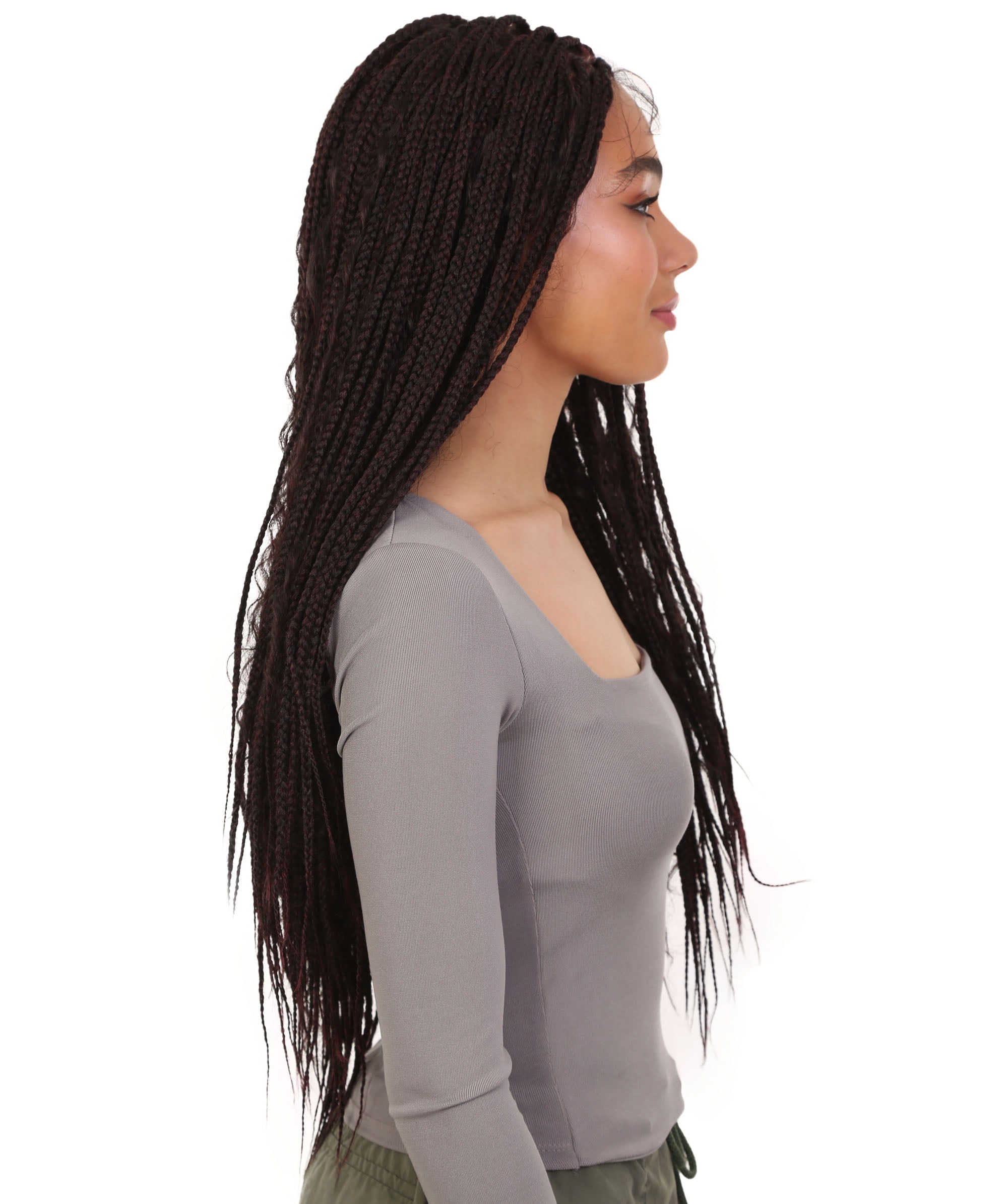 LUXLUXE Hailey 30" Box Braid Wig for Black Women | 4x4 Closure Glueless Lace Front Synthetic Wig Pre-Plucked, Heat Resistant Fiber