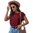thumbnail image 3 of Uhndy Casual Summer T-Shirts Women Ruffle Short Sleeve Tops Round Neck Tunic Tee Blouse-LQ, 3 of 5