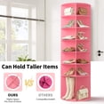 thumbnail image 6 of Hassch 72-Inch Freestanding Rotating Shoe Rack, 7-Tier 360° Spinning Shoe Organizer Tower, Bag Display Shelf Storage Round Carousel, Neat and Elegant Shoe Storage Solution (Pink), 6 of 10