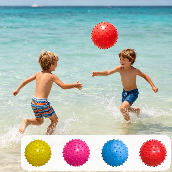 WWC Spiky Balls, 6 inch Soft Inflatable PVC Knobby Balls for Kids, Portable Pool Toy Bouncy Balls for Outdoor Water Beach Sensory Play