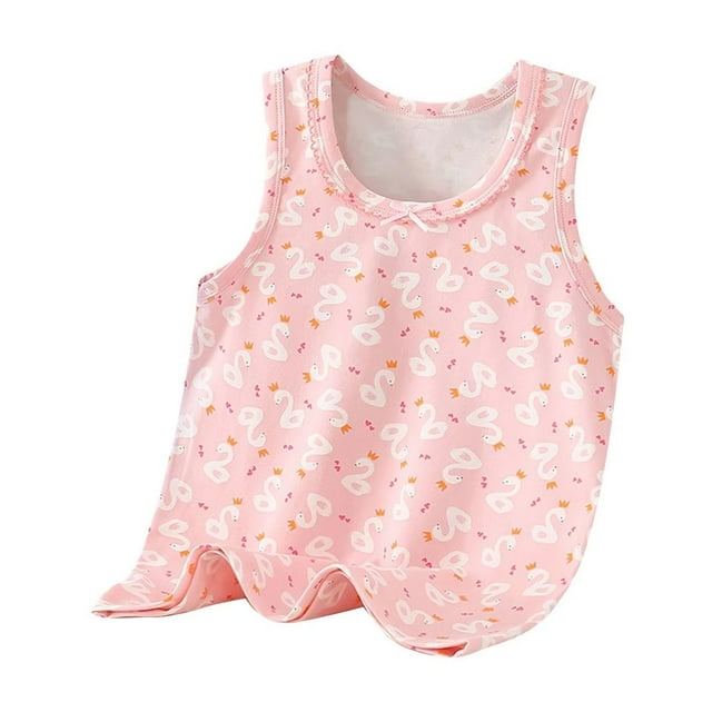 Économies d'Été! SROBPTY Garçons Filles Camisoles Sans Manches Hauts, Camisole de Base à Col Rond d'Été pour Enfants Camisole Décontractée Confortable pour Filles Rose, 4 Ans