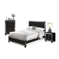 thumbnail image 6 of East West Furniture NE11-Q1N00C 3-PC Bedroom Set with Button Tufted Queen Size Bed Frame, Chester and Night Stand - Black Leather Headboard and Legs, 6 of 8