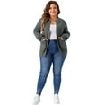 thumbnail image 3 of DARING DIVA Women's Plus Long Sleeve Crew Neck Knit Cardigans 1X Gray, 3 of 6