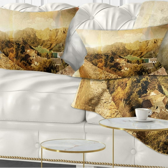 Designart Mountain and Lofty Lake - Landscape Photo Throw Pillow - 12x20