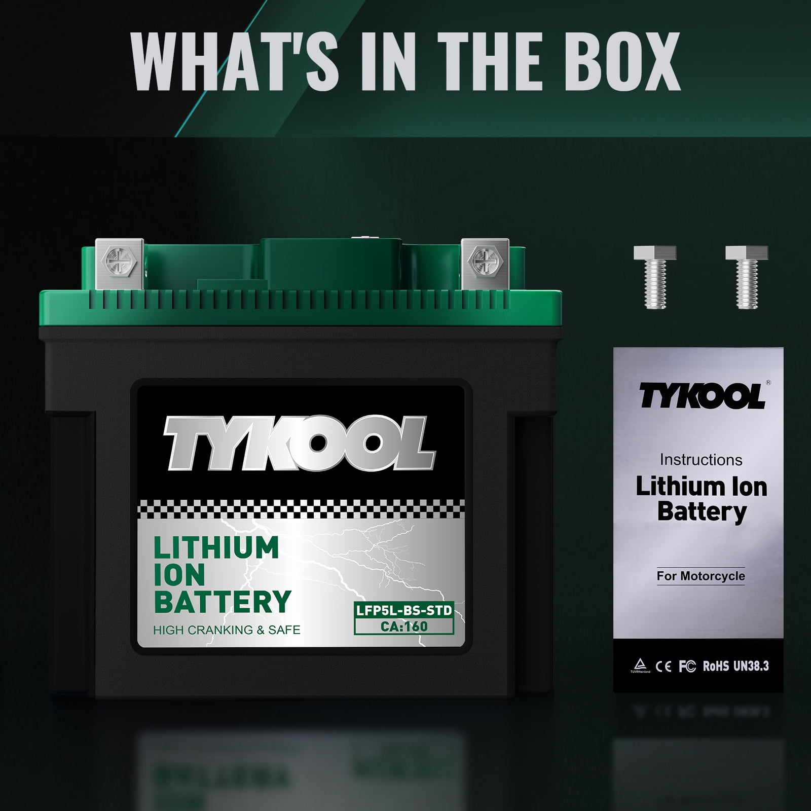 YTX5L-BS 160CCA 12.8V 3Ah,Lithium Motorcycle Battery,Powersports Battery for ATV,4 wheeler,quad,dirt bike,Generator,Scooter,Lawn Mower
