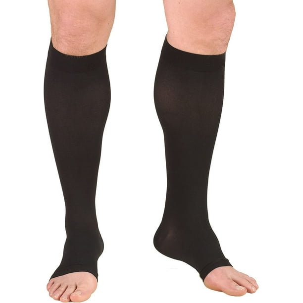30-40 mmHg Compression Stockings for Men and Women, Knee High Length, Open  Toe, Black, X-Large 