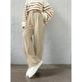 thumbnail image 6 of Women'S Wide Leg Suit Pants Loose Fit Waisted Business Casual Long Trousers Pants Apricot L, 6 of 7