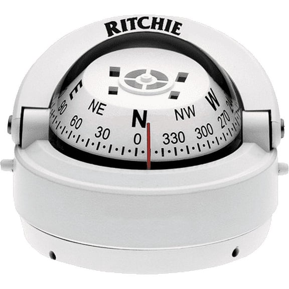 RITCHIE COMPASSES S-53W Compass, Surface Mount, 2.75" Dial, Wht.