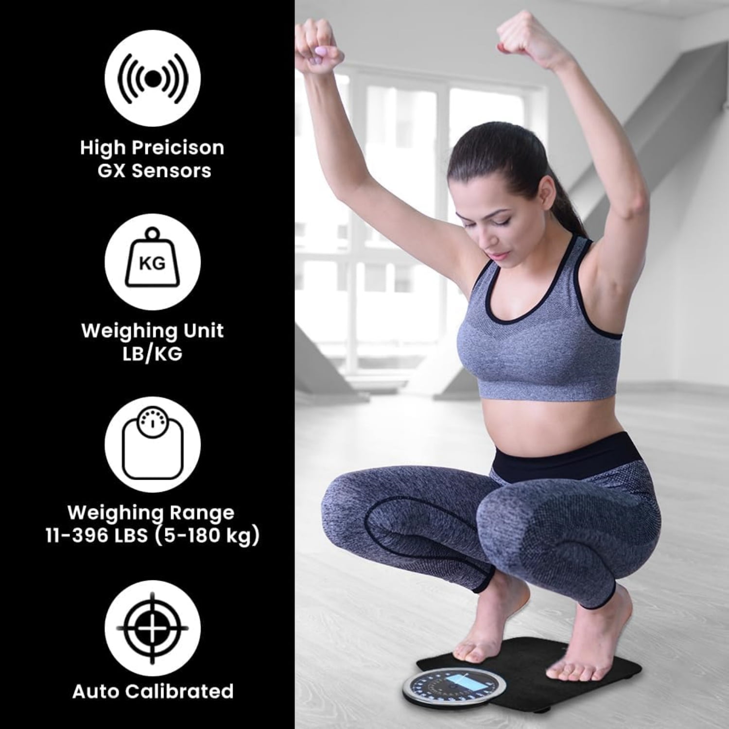Highly Advance 2-in-1 Digital & Analog Weighing Scale for Body Weight-400lbs, 4 High Precison GX Sensor Accurate, Thick Tempered Glass, Extra Large Display (Black)