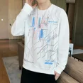 thumbnail image 2 of Sudadera con capucha blanca sin capucha de estilo hip hop para hombre, ropa de cuello redondo, sudaderas para hombre, top de cuello redondo, estilo coreano holgado y gráfico de lujo, 2 of 5