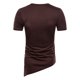 thumbnail image 4 of Blusas y camisas de manga corta y cuello redondo para hombre, blusas informales de verano de color liso con cuello redondo y mangas cortas irregulares, blusa de poliéster para hombre., 4 of 9