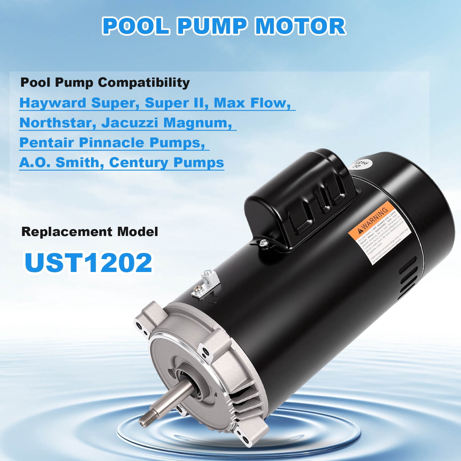 UST1202 2HP Pool Pump Motor, 56J Frame Swimming Pool Pump Motor, 115/230V, 3450 RPM, 303 Stainless Steel Shaft, Replacement Motor for Outdoor/Indoor Swimming Pool
