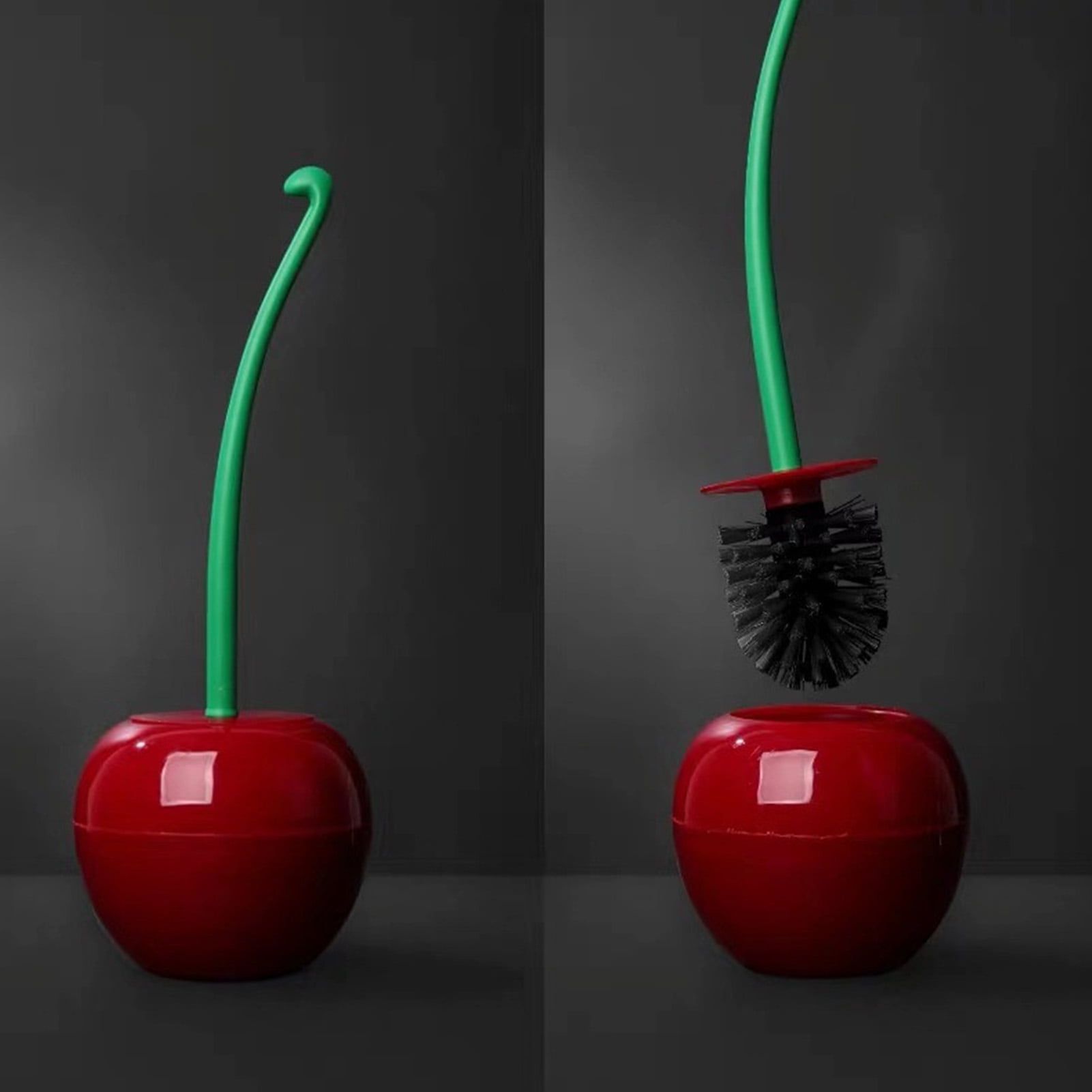And Toilet Brush Set Cherry Style Wine Red Durable PP Long