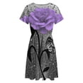 thumbnail image 4 of Purple Rose Floral Flowers Sundress Short Sleeve Dress Summer Women Clothes Dress for Women Dresses, 4 of 7