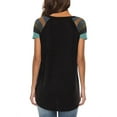 thumbnail image 2 of Women Round Neck Short Sleeve Color Block Tunic Shirt, 2 of 4