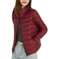 thumbnail image 2 of Baberdicy Outerwear Down Jacket Ladies 90 White Duck Down Light Standing Collar Short Large Size Lightweight Fashion Coat Outerwear Down Jacket Red 1, 2 of 4