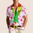 thumbnail image 5 of Handshe Unisex Short Sleeve Button-Up Shirt with Turn-Down Collar and Valentine's Print, Casual Comfortable Wear for Valentine's Day, Dating and Daily Use, 5 of 9