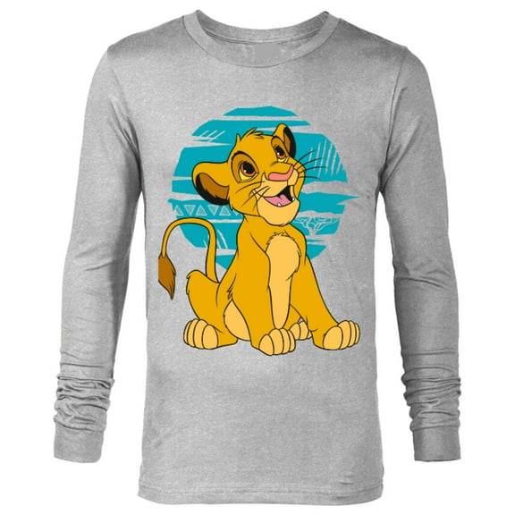 Disney The Lion King Young Simba Happy Blue Retro - Long Sleeve T-Shirt for Men - Customized-Athletic Heather
