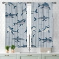 thumbnail image 3 of Blue Shark Curtains, Underwater Fish Ocean Animals Shark Fish Sea World Marine Cartoon Window Drapery Treatments for Kids Boys Girl Baby Bedroom Living Room Nursery Bathroom 2 Panels, 27.5x36 Inch, 3 of 4
